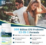 Probiotics for Women Men: 300 Billion CFU Probiotic High Potency + 12 Strains Organic Probiotics with Prebiotics, Daily Probiotic Supplement for Digestive, Gut, Immune and Bloating Health, 60 Capsules - Image 5