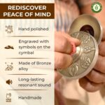 Tibetan Tingsha Bells Cymbals Meditation Chime Bells, 6.3 cm Percussion Instrument, with Cloth Bag, Embossed 8 Lucky Symbols, Ideal for Yoga, Mindfulness, Spiritual Healing, and Sound Therapy - Image 3