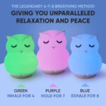Mindfulness 'Breathing Owl' | 4-7-8 Guided Visual Meditation Breathing Light | 3 in 1 Device with Night Light & Noise Machine for ADHD Anxiety Stress Relief Sleep - Gift for Kids Adult Women Men - Image 3