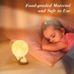 Mydethun 3D Moon Lamp with Ceramic Base, Gift for Lover, LED Night Light, Mood Lighting with Touch Control Brightness for Women,Home Décor, Bedroom, Kids Birthday, 3.5 Inch - White & Yellow - Image 5
