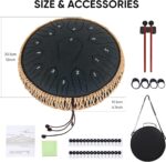 Steel Tongue Drum 12 Inch 15 Notes: Handpan Drums Set with Music Book Mallets Carry Bag - Hand Pan Instrument for Adults Musical Education Meditation Yoga Chakra (Black) - Image 7