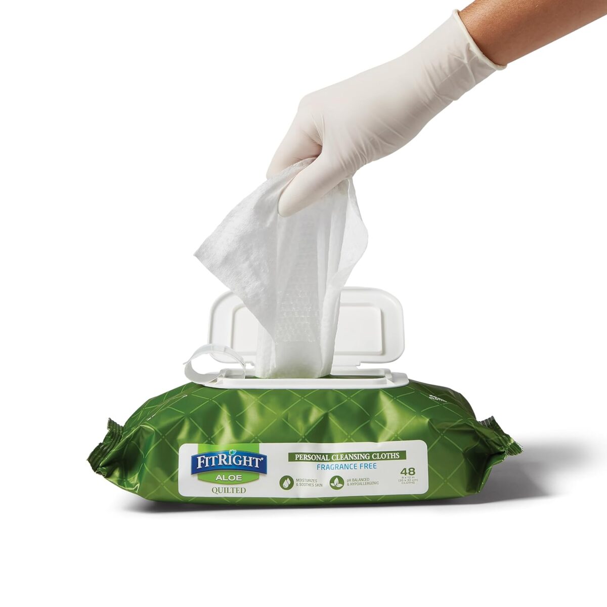 Medline FitRight Select Premium Personal Cleansing Wipes, 8 x 12, Fragrance-Free, White, 48/Pack (Pack of 4) - Image 3