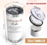 Teacher Appreciation Gifts - Difference Maker 20 oz Stainless Steel Insulated Coffee Tumbler with Lid - Thank You Gifts For Teachers Boss Coworker Employee, Inspirational Tumbler for Women - Image 2