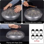 AKLOT Steel Tongue Drum 10 Inches 11 Notes - Percussion Instruments - HandPan Tank Drum C Key with Drum Mallets Stickers Finger Picks and Gig Bag - Image 3