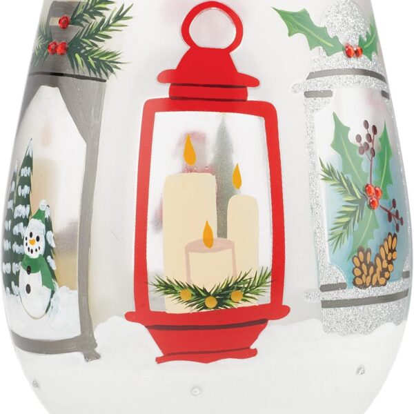 Enesco Designs by Lolita Holiday Festive Lanterns Hand-Painted Artisan Stemless Wine Glass, 20 Ounce, Multicolor