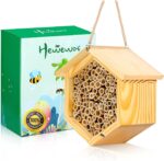 Mason Bee House Native Bee Hive Hexagon Bee House Natural Handmade Wooden Mason Bee Box Habitat Home Hotel with Bamboo Tubes -Attracts Peaceful Bee Pollinators to Enhance Your Garden's Productivity - Image 7
