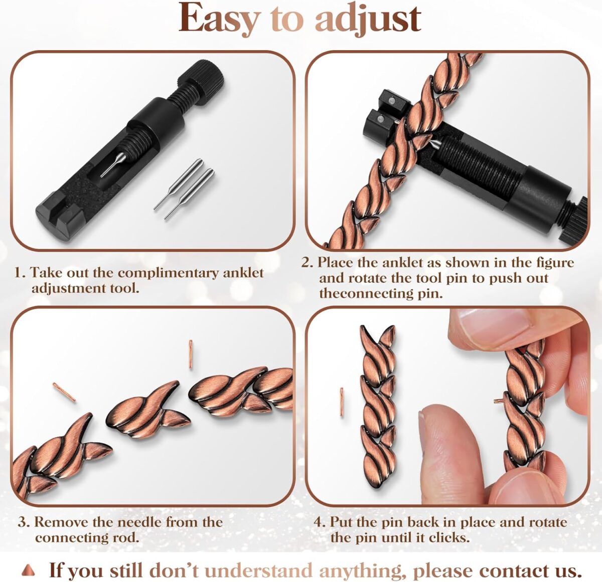 Copper Anklet for Women Magnetic Copper Ankle & Lymphatic Drainage Ring with 3500 Gauss Magnets 100% Solid Pure Copper Jewelry Gift with Adjustment Tool (Fishtail） - Image 5
