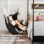 Chihee Hammock Chair Hanging Chair with Foot Rest 2 Cushions Max 500lbs Robust Metal Spreader Bar Collapsible Easy Storage Soft Cotton Swing Chair Strong Strap Iron Carabiner Side Pocket Included - Image 2