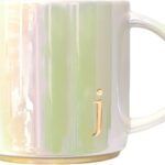 COLLECTIVE HOME - Ceramic Coffee Mug, Iridescent Finish Cups, Personalized Lowercase Embossed Lettering, Lustrous Multicolored Finish, Ideal for Unique Gifts (j)