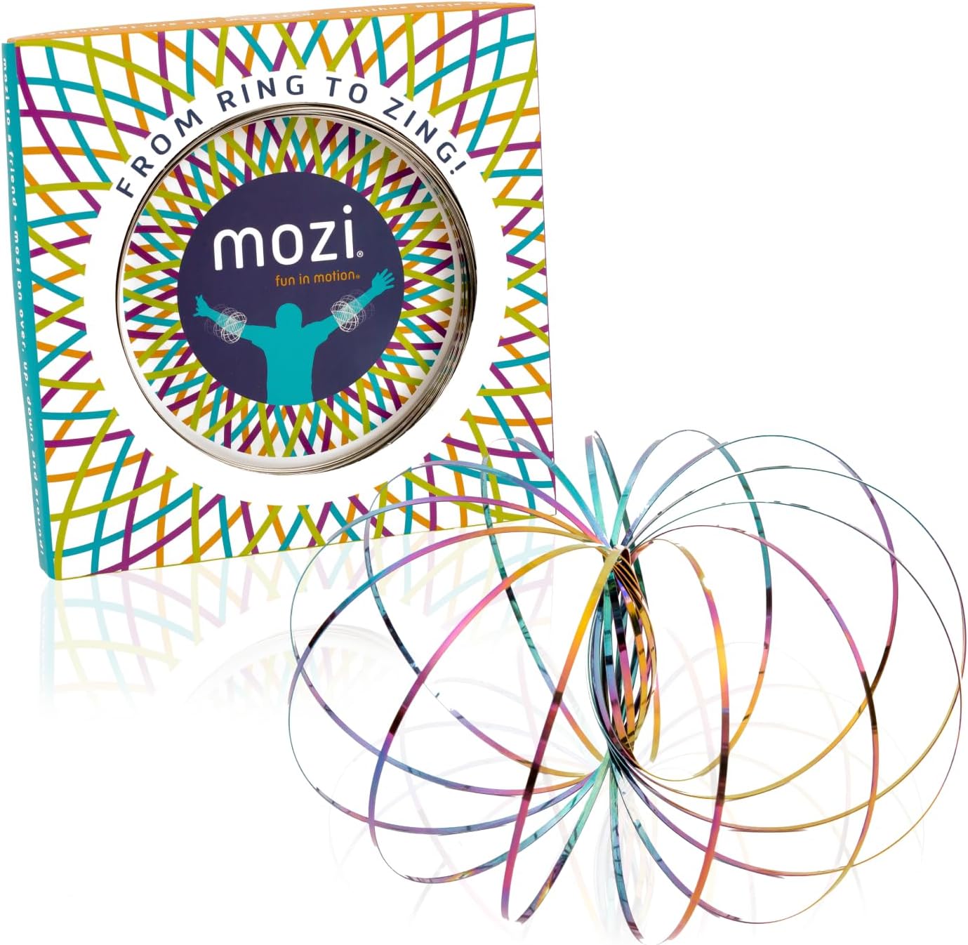 719CE27vKUL._AC_SL1500_.jpg Mozi Geometric Magic Flow Bracelet - Easy to Use - 3D Bracelet Spiral Toy, Spinning Bracelet Spiral for Children and Adults (Iridescent) - Image 1