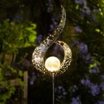 HOMEIMPRO Outdoor Garden Solar Lights Stake，Crackle Glass Globe,Metal Flower Waterproof LED Fairy Lights for Pathway,Lawn,Patio or Courtyard,Gardening Gift (Bronze)