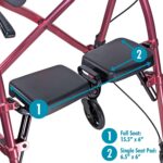 Stander Wonder Rollator, Lightweight Folding Space Saver Mobility Rolling Walker for Seniors and Adults, 6-inch Wheels, Locking Brakes, and Padded Seat with Backrest, Regal Rose - Image 6