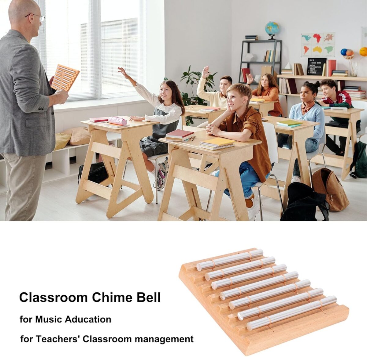 LIEKE 7 Tone Hand Chime Instrument Meditation Chime Mindfulness Bell with Nice Tone For Yoga Meditation Sound Healing Teachers' Classroom Management Tool - Image 6