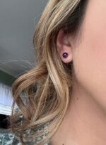 Natural Amethyst Earrings Sterling Silver - 6mm Amethyst Gemstone Stud Earrings, Purple Healing Crystal Earrings Handmade Birthstone Jewelry Valentine's Day Gifts for Her - Image 2
