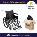 Drive Medical SSP118FA-SF Silver Sport 1 Folding Transport Wheelchair with Full Arms and Removable Swing-Away Footrest, Black - Image 4