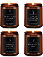 Scented Candles for Home Scented Aromatherapy Candles, 4 Pack 28 Oz Soy Wax Candle Gift Set for Women Men (Lemon Lavender/Vanilla Sugar/Sandalwood Rose/Moroccan Amber)