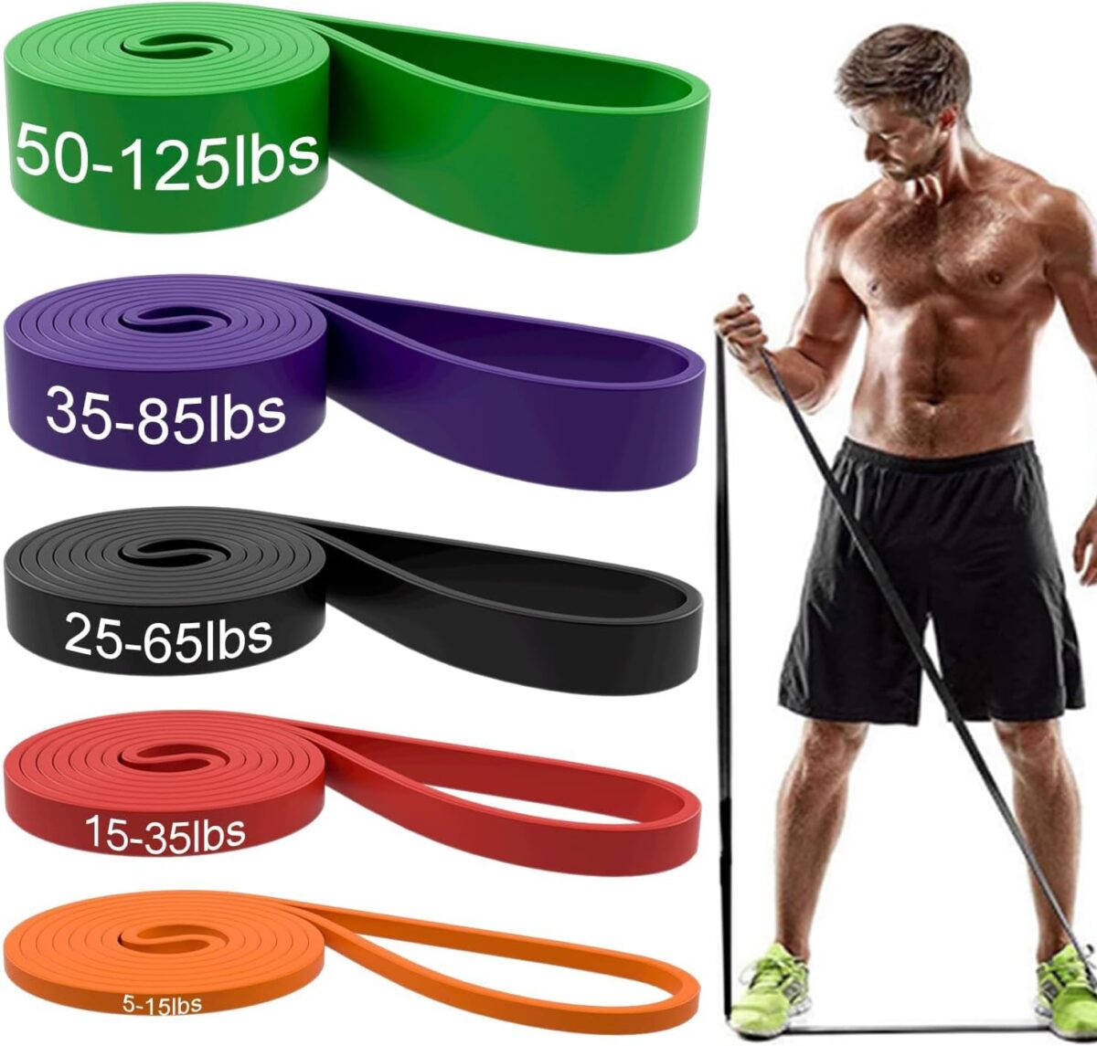 Resistance Bands, Pull Up Assist Bands - Workout Bands, Eexercise Bands, Long Resistance Bands Set for Working Out, Fitness, Training, Physical Therapy for Men Women - Image 1