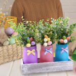 3PCS Easter Mason Jars 3 * 5Inch Easter Painted Tiered Tray Decorative Jars with Wood Tray &Artificial Flowers Farmhouse Bottles for Holiday Spring Home Table Centerpiece Decor Gifts - Image 7