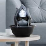 WICHEMI Indoor Water Fountain Tabletop Fountains with LED Rolling Ball, Feng Shui Zen Meditation Desktop Waterfall Fountain Calming Water Sound Relaxation Fountain for Home Bedroom Office (Style 12) - Image 4