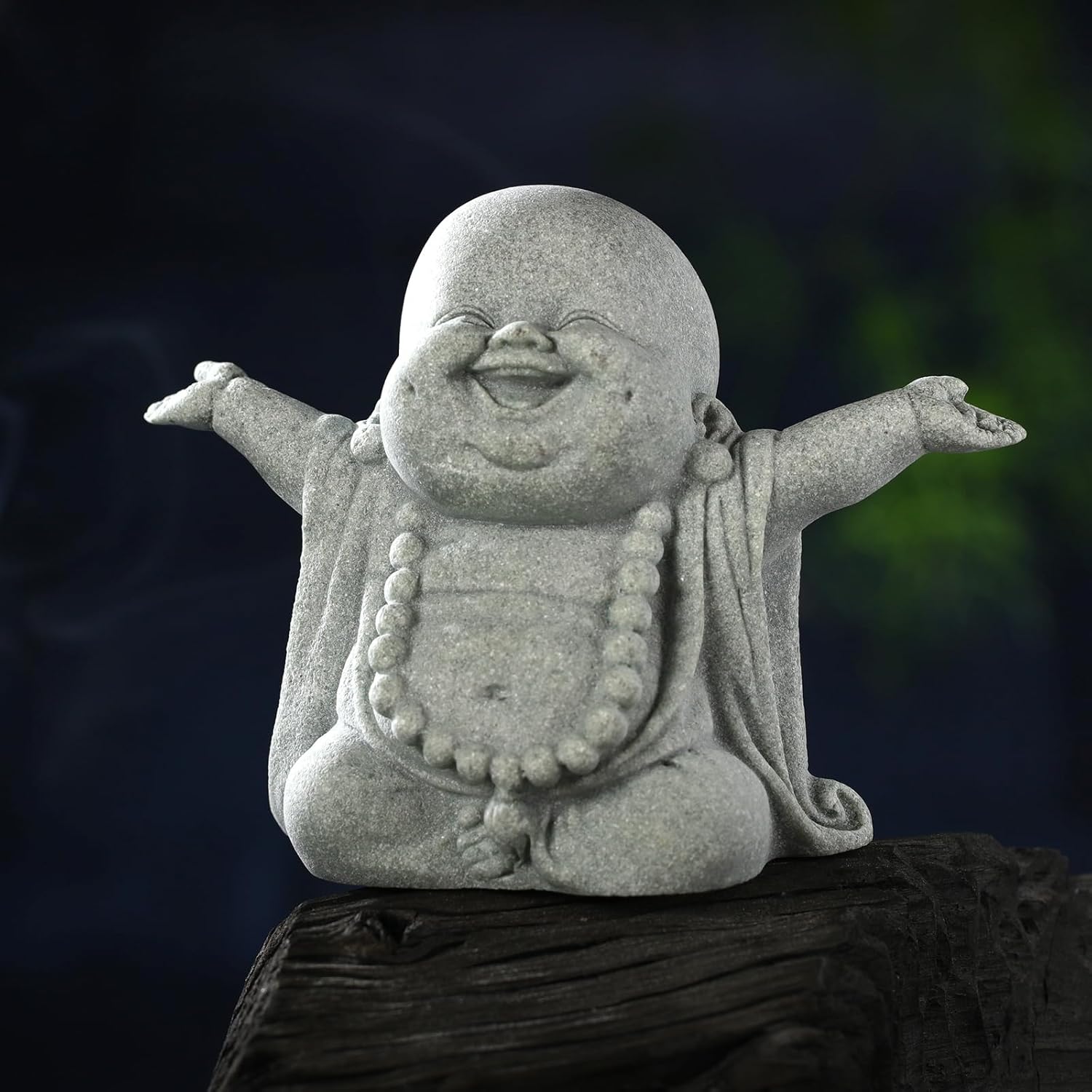 71AnVHDL9FL._AC_SL1500_.jpg Buddha Sandstone Statues, Zen Monk Praying Statue Sculptures Ornament for Wealth Good Luck Feng Shui Decor Home Office Car Decoration(Laughing Buddha) - Image 1