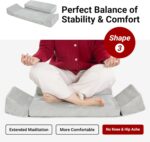 HOMBYS Meditation Cushion Foam Meditation Pillows for Sitting on Floor, Large Yoga Pillow for Adult, Meditation Mat with 2 Knee Cushions and Hip Support-3 Shapes for Different People-Supportive - Image 4