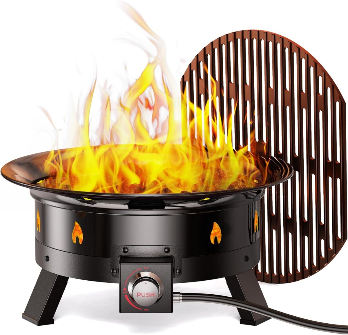 Ciays Large Propane Fire Pit 19 Inch, Gas Fire Pit with Grill Grate, Folding Legs, Hose Hooks, Propane Tank Holder, Cover & Carry Strap, CSA Certified Portable Outdoor Fire Pit for Camping, 58,000 BTU - Image 1