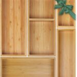 Bamboo Drawer Organizer Set, 5 PCS Multi-Use Individual Wood Storage Organizers, Junk Drawer Divider and Storage Trays Containers for Kitchen, Bathroom, Office Desk, Makeup, Jewelry, Utensils