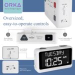 ORKA Talking Clock. Voice Recordable Ex Large Medication Pill Reminder. Talking Alarm Clock for Dementia, Hearing, Visually impaired Seniors-Digital Day Clock with Multiple Customized Alarms White - Image 6