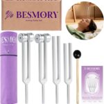 Tuning Forks for Healing Set (128Hz, 136.1Hz, 256Hz, 384Hz) — Tuning Fork Medical Set with Reflex Hammer for Chakra/Sound Therapy/Sound Healing/Yoga/Meditation