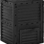 Outsunny Garden Compost Bin 80 Gallon Outdoor Large Capacity Composter Fast Create Fertile Soil Aerating Box, Easy Assembly, Black