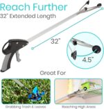 Vive Suction Cup Grabber Reacher 32" - Elderly Grab It Reaching Pickup Tool Heavy Duty for Seniors - Trash, Sticks, Litter Picker Upper - Extra Long Reach Handle & Handy Extension Arm Claw - Image 6