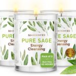 Magnificent 101 Set of 3 Long Lasting Pure Sage Smudge Candles - 42-Hour Burn, 3.5 Oz Each, Soy Wax, Sage Cleansing for House Energy, Meditation & Manifestation
