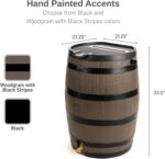 RTS Home Accents Premium 55-Gallon Rain Barrel with Removable Lid, Flat Back Rain Water Collection Barrel, Woodgrain with Black Stripes - Image 3