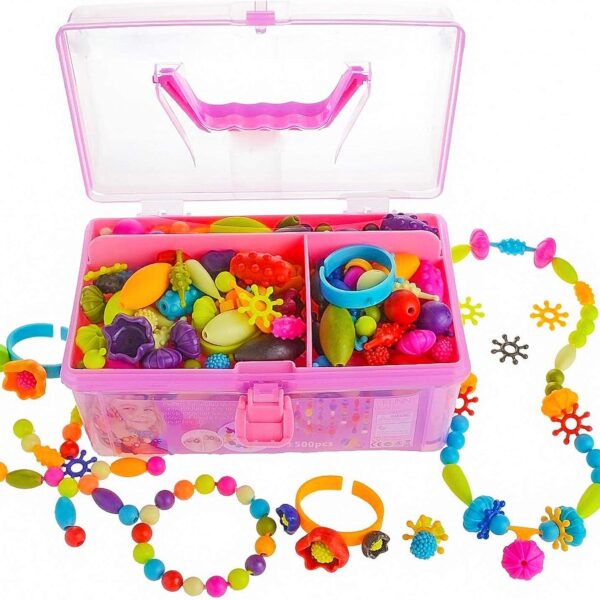 GILI Pop Beads - Jewelry Making Kit for 3 4 5 6 7 8 Year Old Little Girls - Arts and Crafts Toys for Kids Age 4yr-8yr - Necklace Bracelet Creativity Snap Set Top Best Christmas Birthday Gifts (500pcs)
