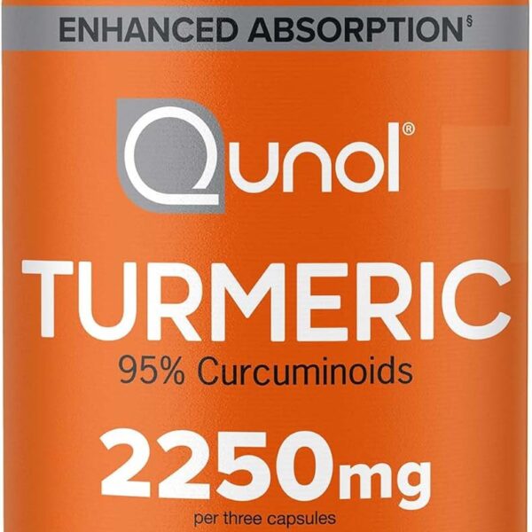 Qunol Turmeric Curcumin with Black Pepper, 2250mg Turmeric Extract with 95% Curcuminoids, Extra Strength Turmeric Supplement, Enhanced Absorption, Joint Support Supplement, 150 Vegetarian Capsules