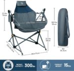 TIMBER RIDGE Hammock Camping Chair with Adjustable Backrest, Heavy Duty Folding Hammock Chair Supports 300lbs, Portable Hammock Chair for Camping, Travelling and Patio, Blue - Image 2