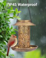 SWEETFULL Solar Bird Feeder for Outdoors Hanging, Metal Wild Bird Feeder for Cardinals Solar Garden Lantern with S Hook as Gift for Bird Lovers (2LBs Heavy Duty birdfeeders) - Image 6