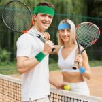 18 Pcs Sweatbands Headband Wristband Set Colorful Striped Terry Cloth Sports Athletic Gym 80s Sweat Headbands - Image 6
