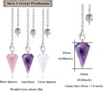 DUQGUHO 3 Pcs Crystal Pendulums Set for Divination Dowsing Natural Amethyst Rose Quartz Clear Quartz Healing Crystal Quartz Reiki Gemstone Pendants Witchcraft Wiccan Accessories - Image 4