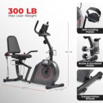 Sunny Health & Fitness Smart Heavy-Duty Recumbent Bike w/Wide Cushioned Seat & Back, Indoor Cycling Machine for Adult/Seniors Home Exercise, Free SunnyFit App Connect, Optional Workout Training Bands - Image 6