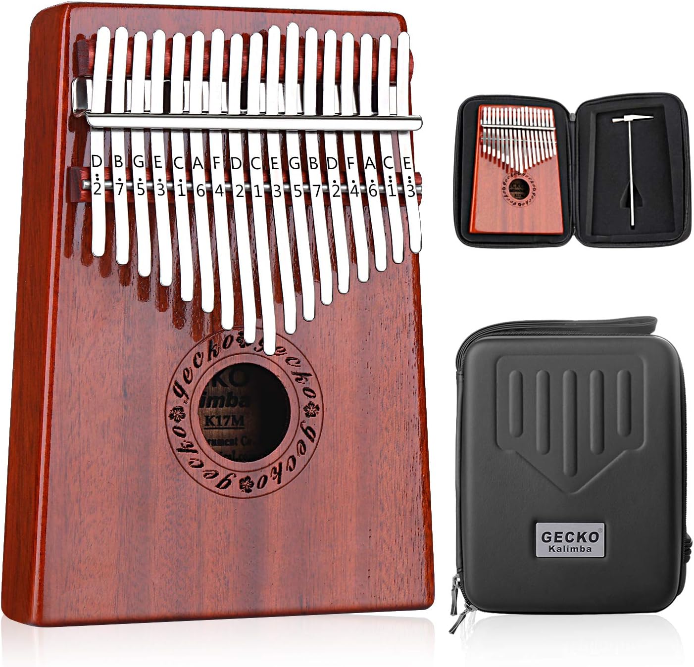 71E1kxXe9WL._AC_SL1500_.jpg GECKO Kalimba 17 Keys Thumb Piano with Waterproof Protective Box, Tune Hammer and Study Instruction, Portable Mbira Sanza Finger Piano, Meditation Sound, Gift for Kids Adult Beginners Professional - Image 1