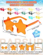 14 Pairs Star Shaped Rimless Sunglasses Frameless Star Sunglasses Transparent Candy Color Glasses Tinted Eyewear Bachelorette Party Favors Photo Booth Props, Aircraft Box Well Packaged,14 Colors - Image 2