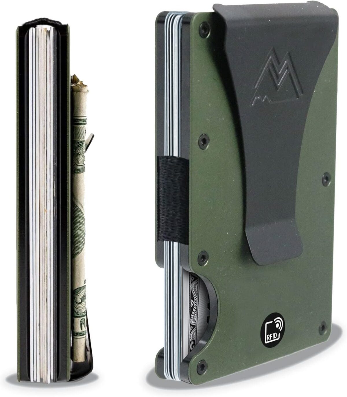 Mountain Voyage Co Minimalist Wallet for Men & Women - Slim RFID Wallet, Scratch Resistant, Credit Card Holder & Money Clip, Easily Removable Money & Cards, (Army Green) - Image 1