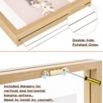 MUYE 5x7 Floating Frame Set of 2,Double Glass Rustic Photo Frame for Wall Hanging or Tabletop Standing,Also Display 4x6 or 3x5 Photo for Floating Effect,Natural - Image 4
