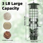 Squirrel Proof Bird Feeder,Metal Mesh Bird Feeders for Outdoors Hanging,Gravity Protection Squirrel Proof Wild Bird Feeders with Finch Cardinal Chickadee,3LB Large Capacity,Green - Image 6