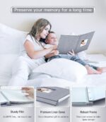 Popotop Photo Album Self Adhesive with Picture Display Window,40 Pages DIY Baby Memory Book for 4x6 8x10 Picture,Linen Cover Scrapbook for Wedding,with Scraper and Metallic Pen - Image 3