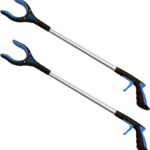 2-Pack 34 Inch Extra Long Grabber Reacher with Rotating Jaw - Mobility Aid Reaching Assist Tool (Blue)