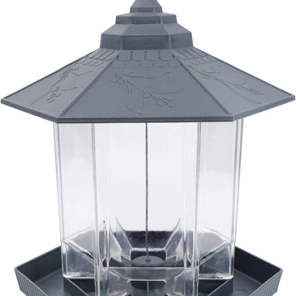 Twinkle Star Wild Bird Feeder Hanging for Garden Yard Outside Decoration, Hexagon Shaped Outside Hanging Bird Feeders for Outdoors Squirrel Proof, Cardinal Bird Feeder (Light Grey)