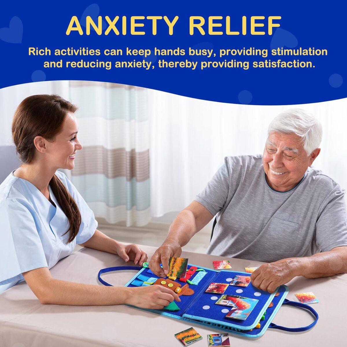Fidget Blanket for Adults with Dementia, Dementia Activities for Seniors, Alzheimer's Products Multi-Use Busy Sensory Board, Gifts for Him Her Dementia Products for Elderly and Children with Autism - Image 7