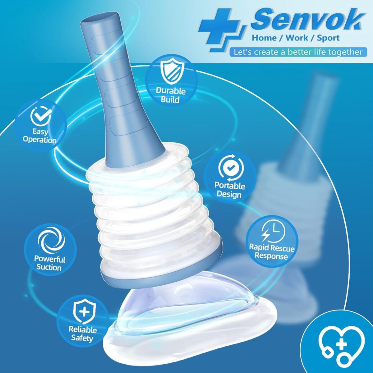 Senvok Choking Rescue Device (2 Sets) - FSA HSA Eligible - Home Kit & Travel Kit - Anti Choking Device for Kids and Adults, Portable Airway Suction Device, Choking First Aid Device - Image 5
